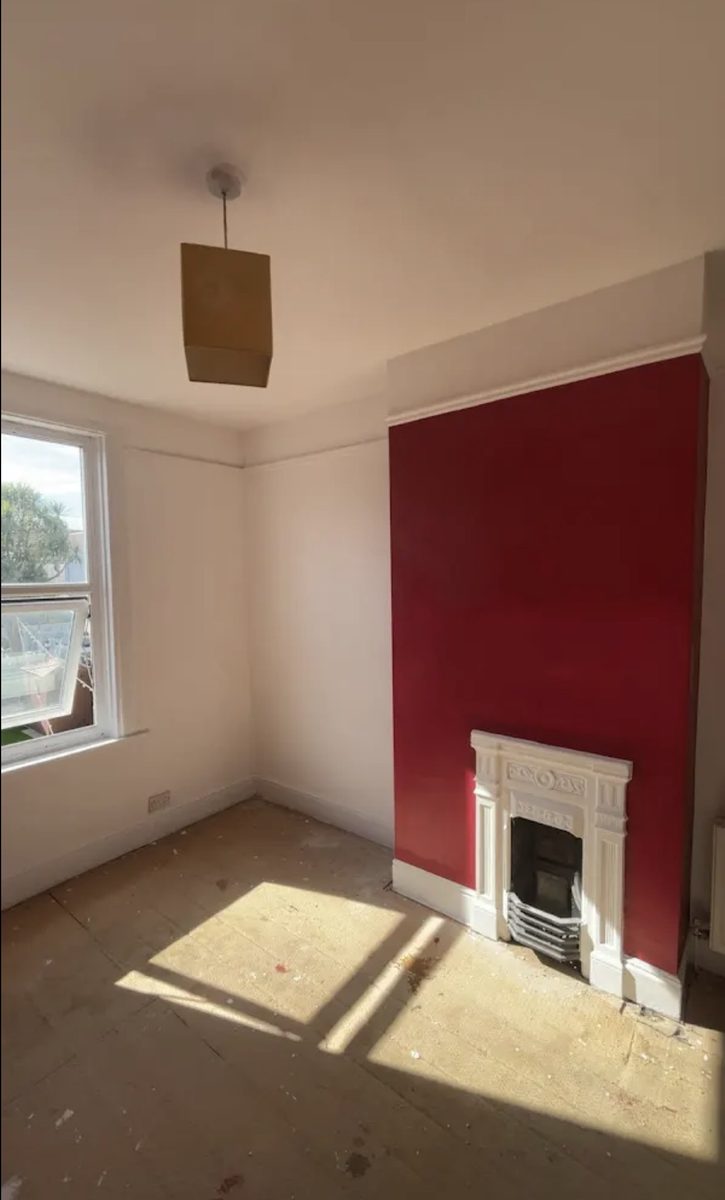 Living room and fireplace